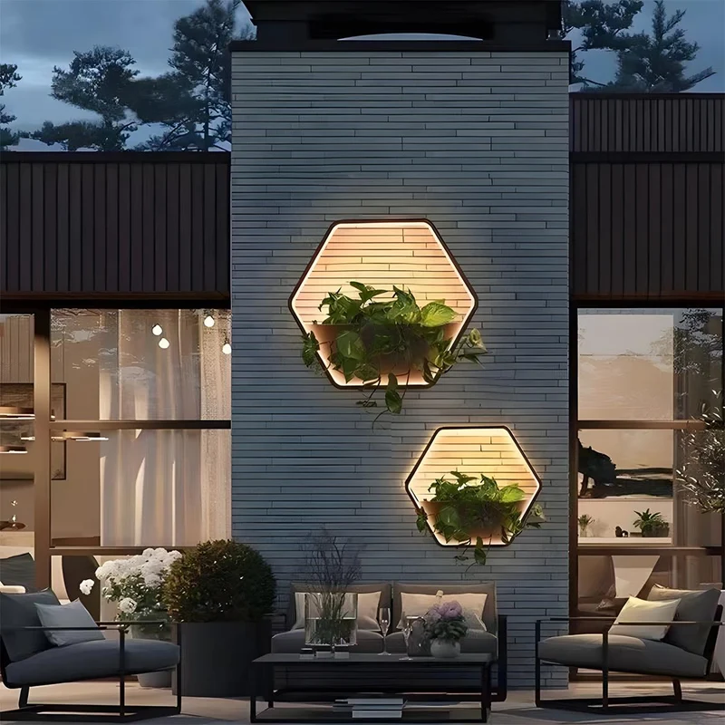 Wandlamp voor Buiten met Geïntegreerde Plantenbak Zonne-Energie LED Zwart Waterdicht Tuinverlichting Terras | Sansoti