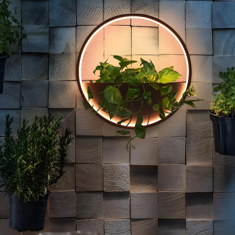 Wandlamp voor Buiten met Geïntegreerde Plantenbak Zonne-Energie LED Zwart Waterdicht Tuinverlichting Terras | Sansoti