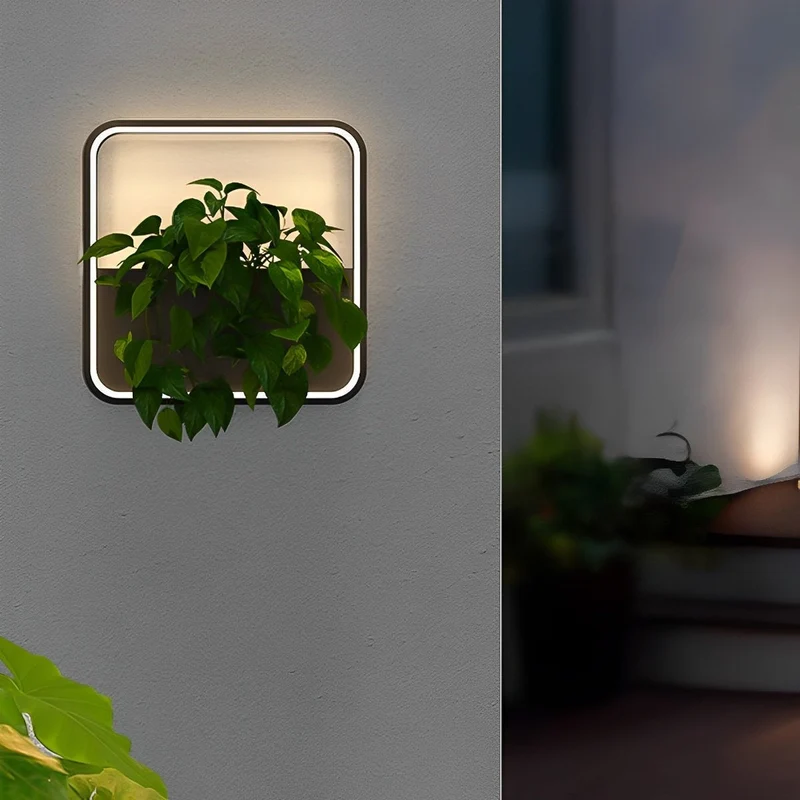 Wandlamp voor Buiten met Geïntegreerde Plantenbak Zonne-Energie LED Zwart Waterdicht Tuinverlichting Terras | Sansoti