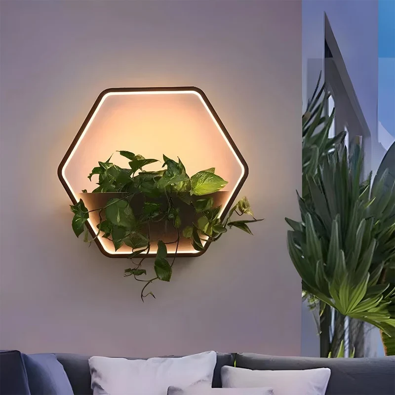 Wandlamp voor Buiten met Geïntegreerde Plantenbak Zonne-Energie LED Zwart Waterdicht Tuinverlichting Terras | Sansoti