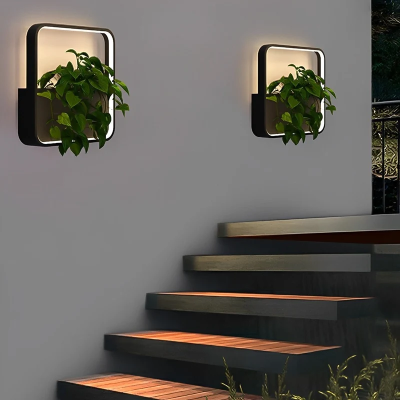 Wandlamp voor Buiten met Geïntegreerde Plantenbak Zonne-Energie LED Zwart Waterdicht Tuinverlichting Terras | Sansoti