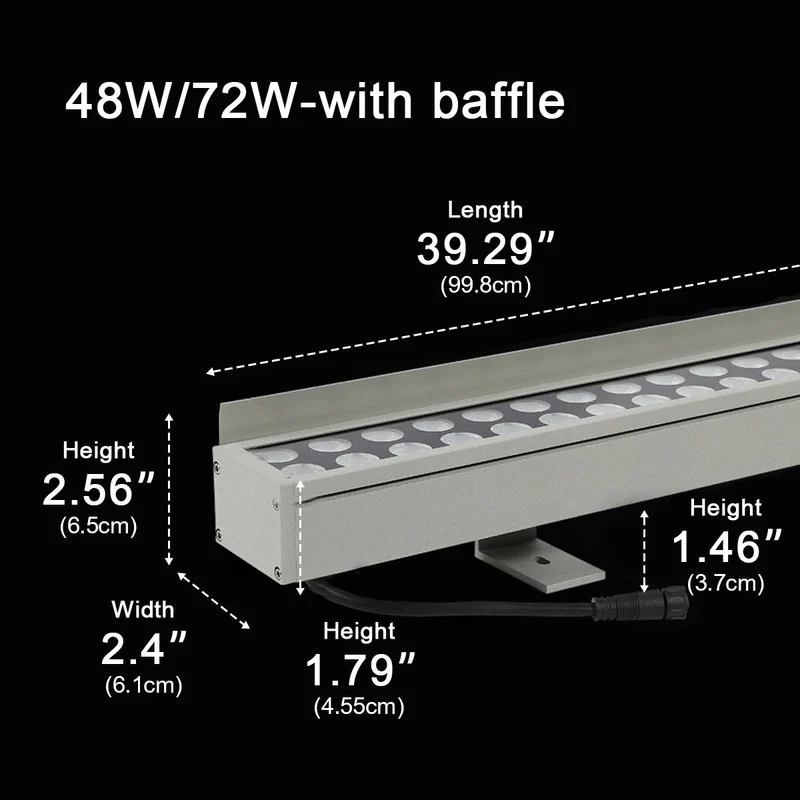 LED Wandbelijning 100cm 24V Dimbaar Buitenverlichting IP65 Waterdicht Aluminium Gevel Accent Tuinverlichting | Sansoti