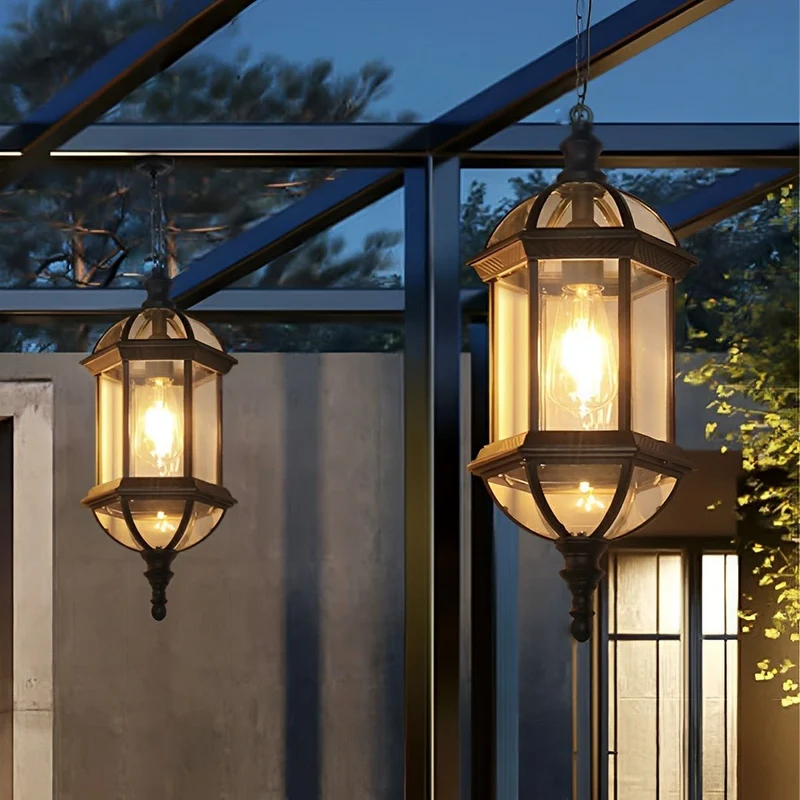 Hanglantaarn LED Buiten Cilinder Waterdicht IP56 Glas Aluminium Rustiek Sfeerverlichting Pergola Veranda Tuin | Sansoti