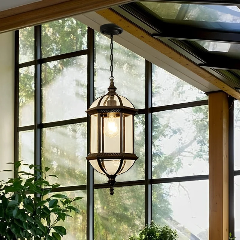 Hanglantaarn LED Buiten Cilinder Waterdicht IP56 Glas Aluminium Rustiek Sfeerverlichting Pergola Veranda Tuin | Sansoti