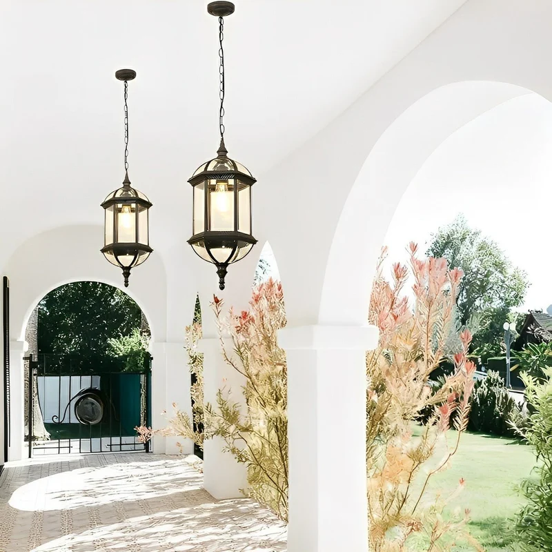 Hanglantaarn LED Buiten Cilinder Waterdicht IP56 Glas Aluminium Rustiek Sfeerverlichting Pergola Veranda Tuin | Sansoti