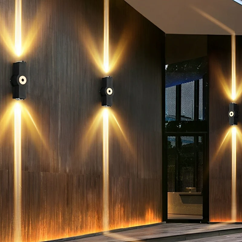 LED Buitenwandlamp Zwart Verstelbaar Meerdere Spots Waterdicht IP65 Tuinverlichting Moderne Gevellamp Buitenverlichting | Sansoti