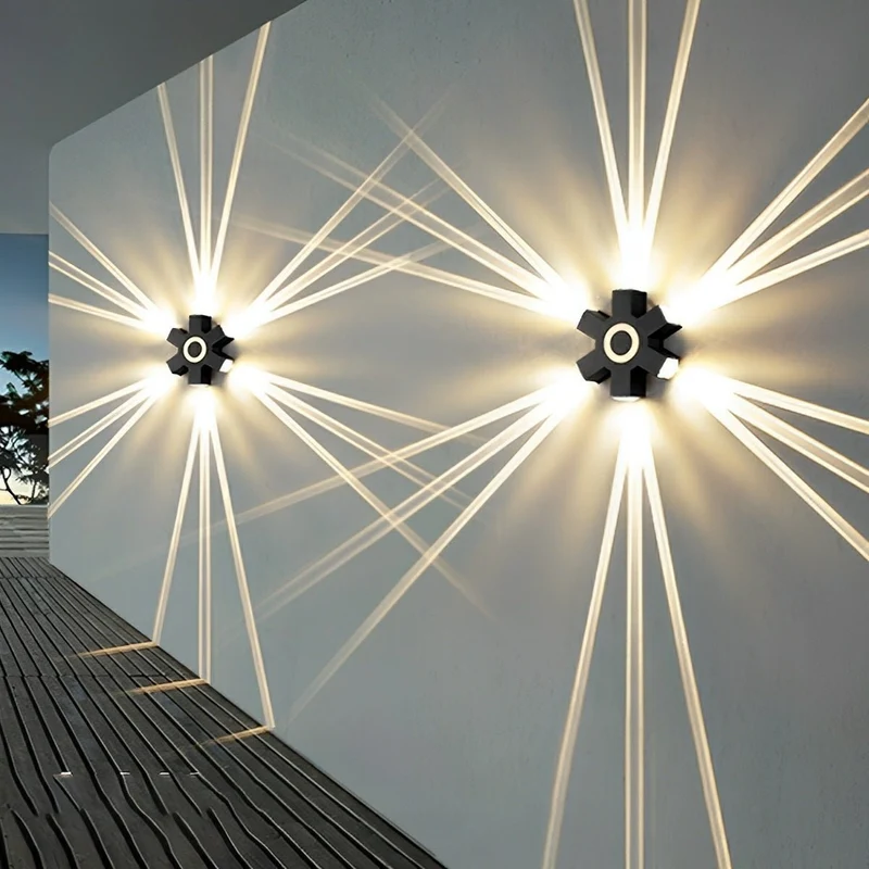 LED Buitenwandlamp Zwart Verstelbaar Meerdere Spots Waterdicht IP65 Tuinverlichting Moderne Gevellamp Buitenverlichting | Sansoti