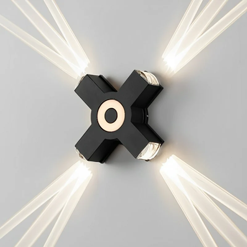 LED Buitenwandlamp Zwart Verstelbaar Meerdere Spots Waterdicht IP65 Tuinverlichting Moderne Gevellamp Buitenverlichting | Sansoti