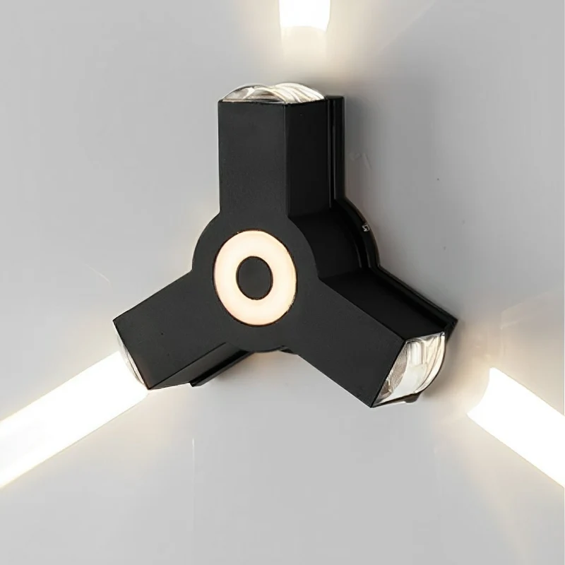 LED Buitenwandlamp Zwart Verstelbaar Meerdere Spots Waterdicht IP65 Tuinverlichting Moderne Gevellamp Buitenverlichting | Sansoti