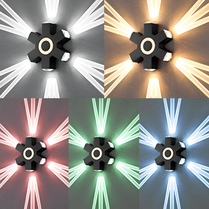 LED Buitenwandlamp Zwart Verstelbaar Meerdere Spots Waterdicht IP65 Tuinverlichting Moderne Gevellamp Buitenverlichting | Sansoti