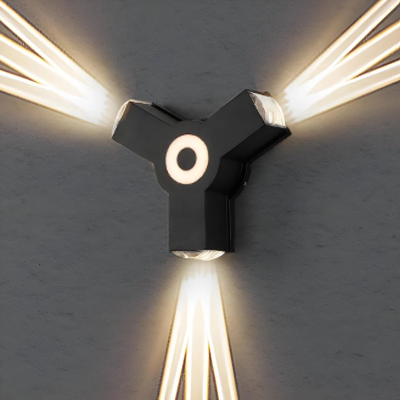 LED Buitenwandlamp Zwart Verstelbaar Meerdere Spots Waterdicht IP65 Tuinverlichting Moderne Gevellamp Buitenverlichting | Sansoti