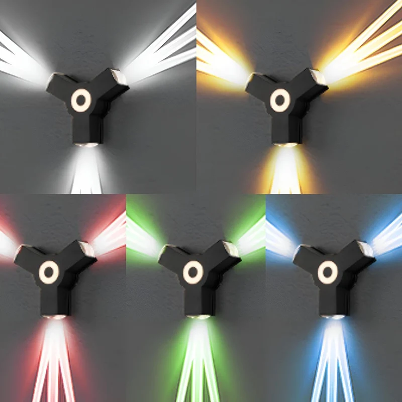LED Buitenwandlamp Zwart Verstelbaar Meerdere Spots Waterdicht IP65 Tuinverlichting Moderne Gevellamp Buitenverlichting | Sansoti