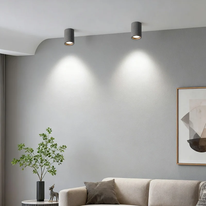 Ronde Betonlook Plafondlamp LED Industrieel Design Grijs Zwart Opbouwspot GU10 Moderne Verlichting Woonkamer Keuken | Sansoti