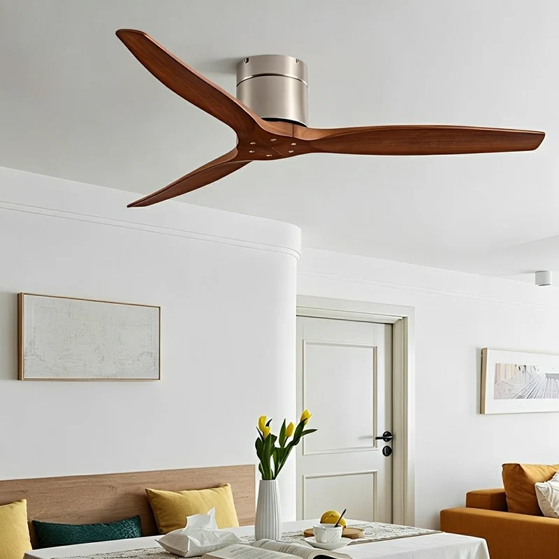 Plafondventilator Hout 3 Bladen DC Motor Omkeerbaar Fluistercomfortabel Modern Scandinavisch Interieur | Sansoti