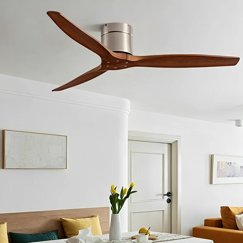 Plafondventilator Hout 3 Bladen DC Motor Omkeerbaar Fluistercomfortabel Modern Scandinavisch Interieur | Sansoti