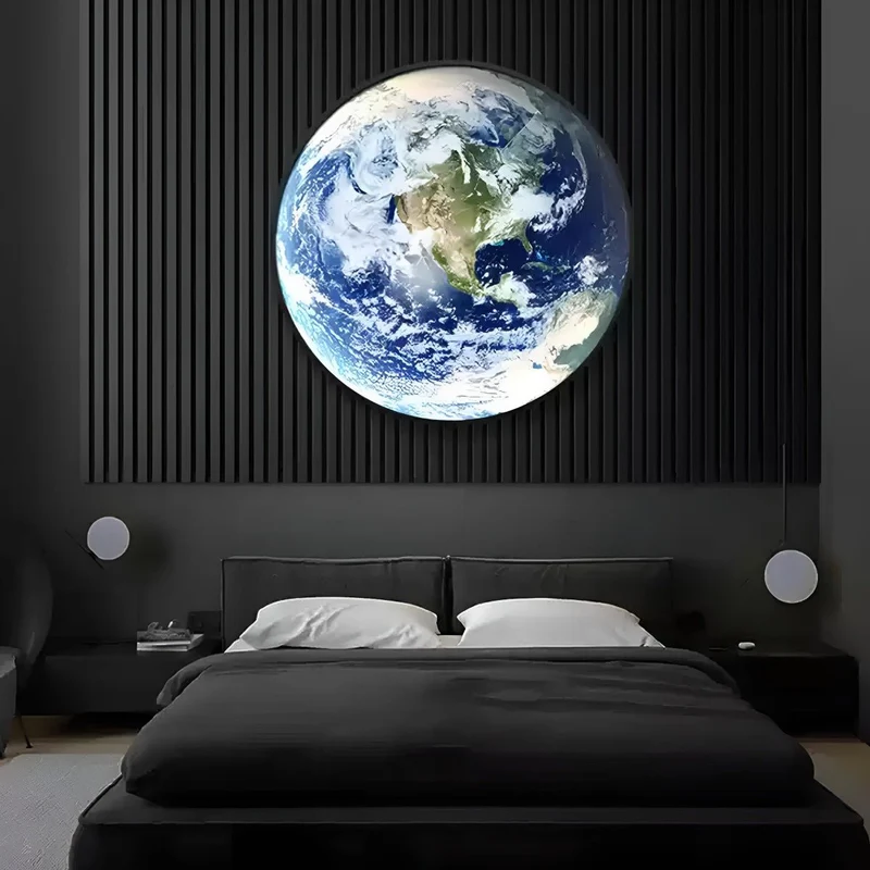 Wereldbol Wandlamp LED 3D Aarde Globe Dimbaar Blauw Acryl IJzer Modern Interieur Verlichting Woonkamer | Sansoti