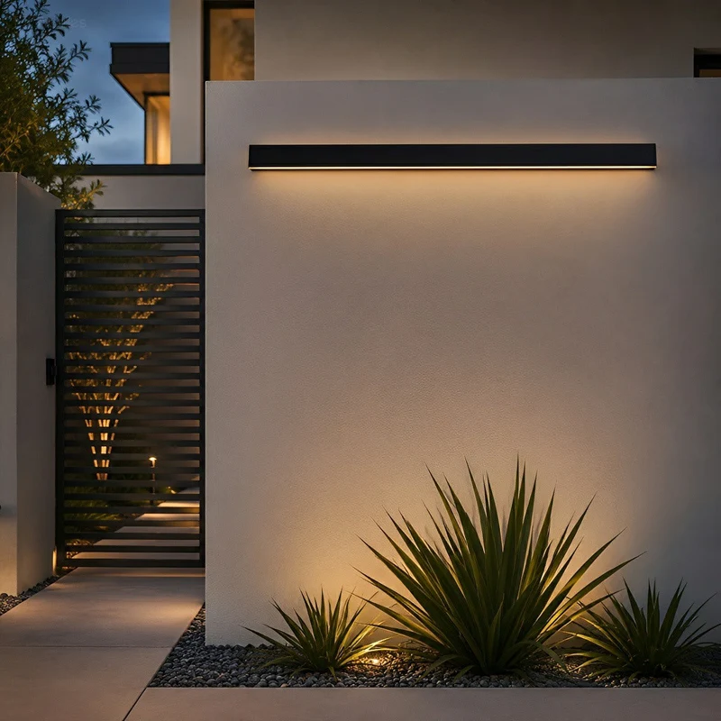 LED wandlamp buiten waterdicht zwart aluminium 30-150cm voor tuin terras entree voordeur gevel verlichting | Sansoti