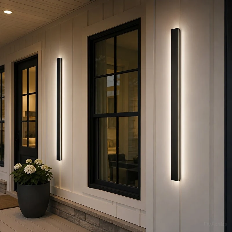 LED wandlamp buiten waterdicht zwart aluminium 30-150cm voor tuin terras entree voordeur gevel verlichting | Sansoti