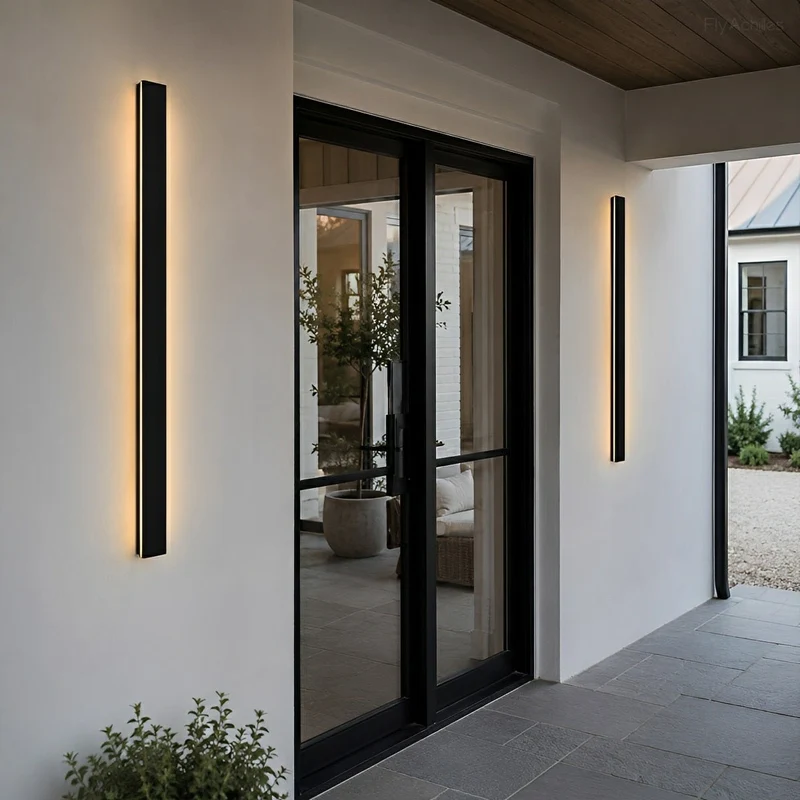 LED wandlamp buiten waterdicht zwart aluminium 30-150cm voor tuin terras entree voordeur gevel verlichting | Sansoti