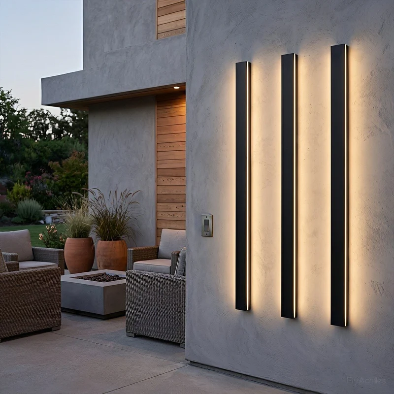 LED wandlamp buiten waterdicht zwart aluminium 30-150cm voor tuin terras entree voordeur gevel verlichting | Sansoti