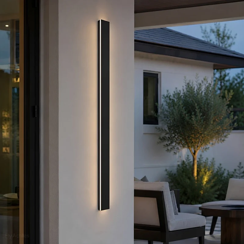 LED wandlamp buiten waterdicht zwart aluminium 30-150cm voor tuin terras entree voordeur gevel verlichting | Sansoti