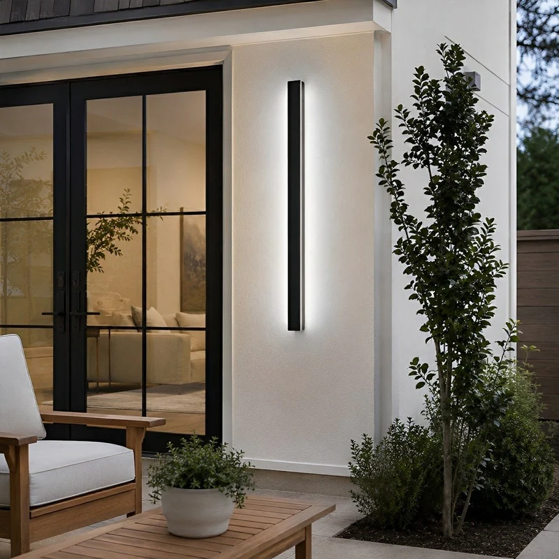 LED wandlamp buiten waterdicht zwart aluminium 30-150cm voor tuin terras entree voordeur gevel verlichting | Sansoti