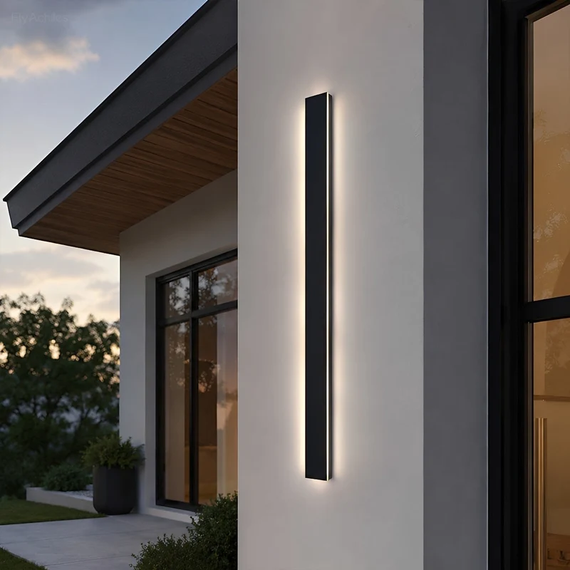 LED wandlamp buiten waterdicht zwart aluminium 30-150cm voor tuin terras entree voordeur gevel verlichting | Sansoti