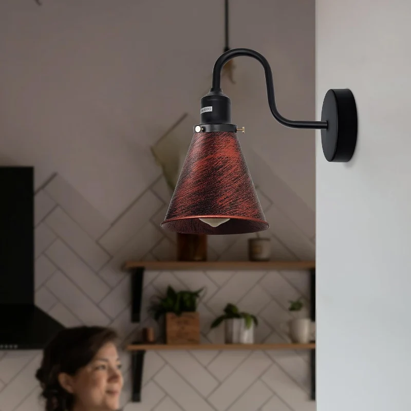 Industrial Wandleuchte Vintage E27 Retro Wandlampe Metall ~3888