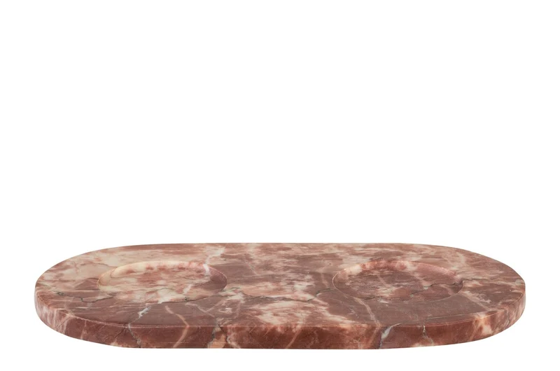 Casa Padrino Luxus Marmor Schalen Set Rosa 23 x 12 x H. 6,5 cm - 2 Schälchen mit Tablett aus hochwertigem Rosalia Pink Marmor - Luxus Deko Accessoires