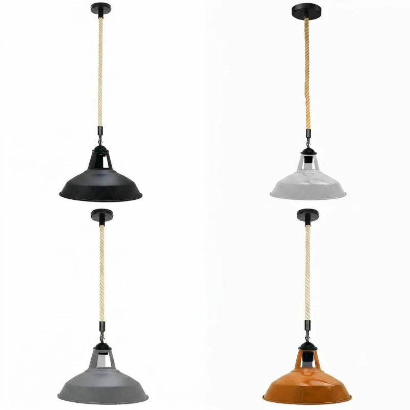 Vintage Hanfseil Hängelampe Industrial Pendelleuchte ~3879