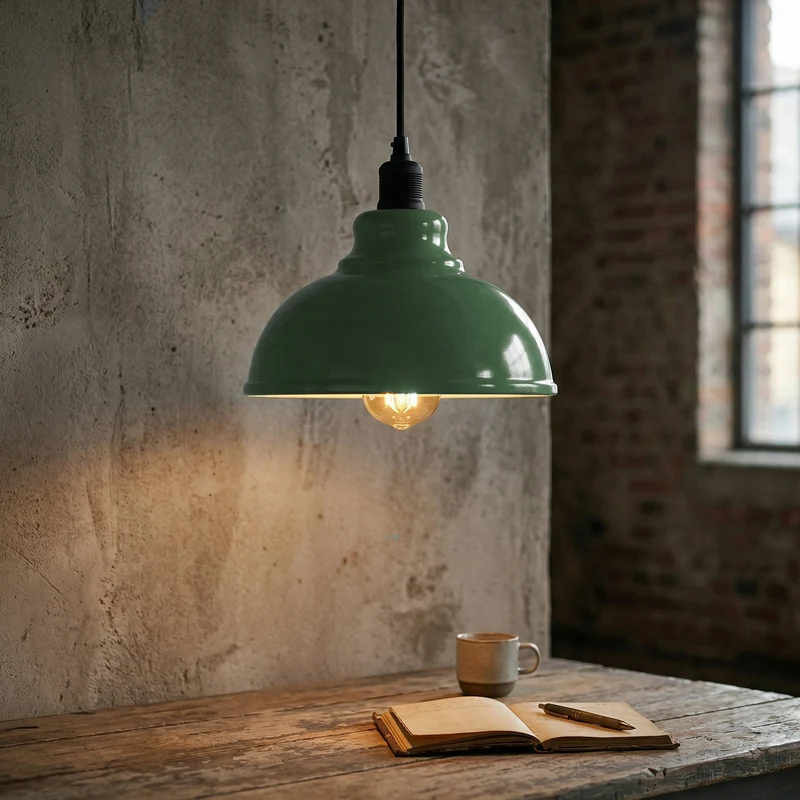 Industrie Fabrikpendelleuchte Ø 29cm Retro Hängeleuchte ~3427
