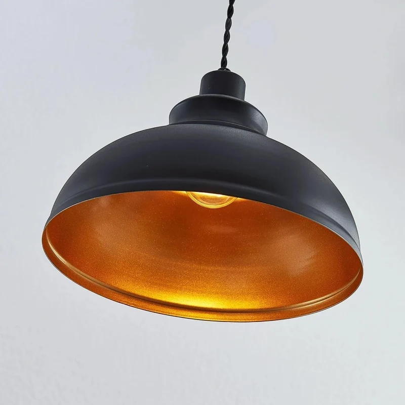 Retro Pendelleuchte Schwarz & Gold E27 All Seasons Life ~3878