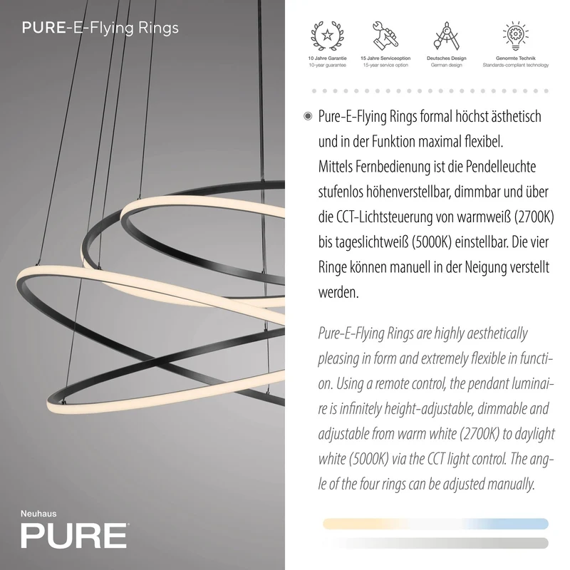 Paul Neuhaus - Pendelleuchte Pure E-Flying Rings