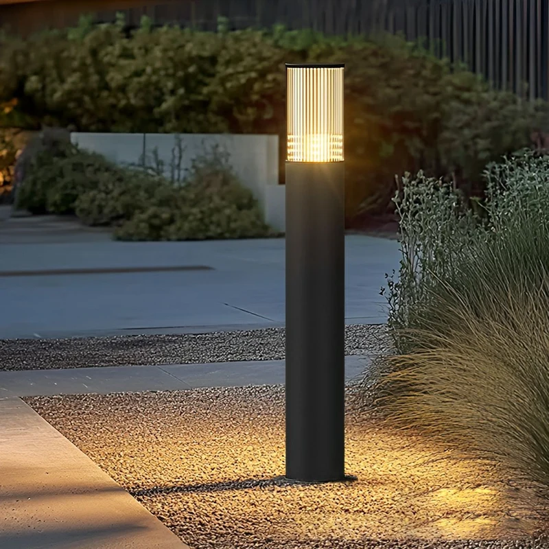 Cilindrische LED Tuinlamp Zwart Aluminium 40-80cm Hardwired Buitenverlichting voor Paden Opritten Villa's | Sansoti