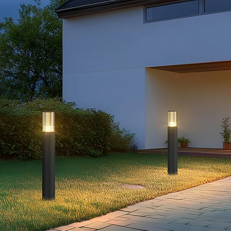 Cilindrische LED Tuinlamp Zwart Aluminium 40-80cm Hardwired Buitenverlichting voor Paden Opritten Villa's | Sansoti