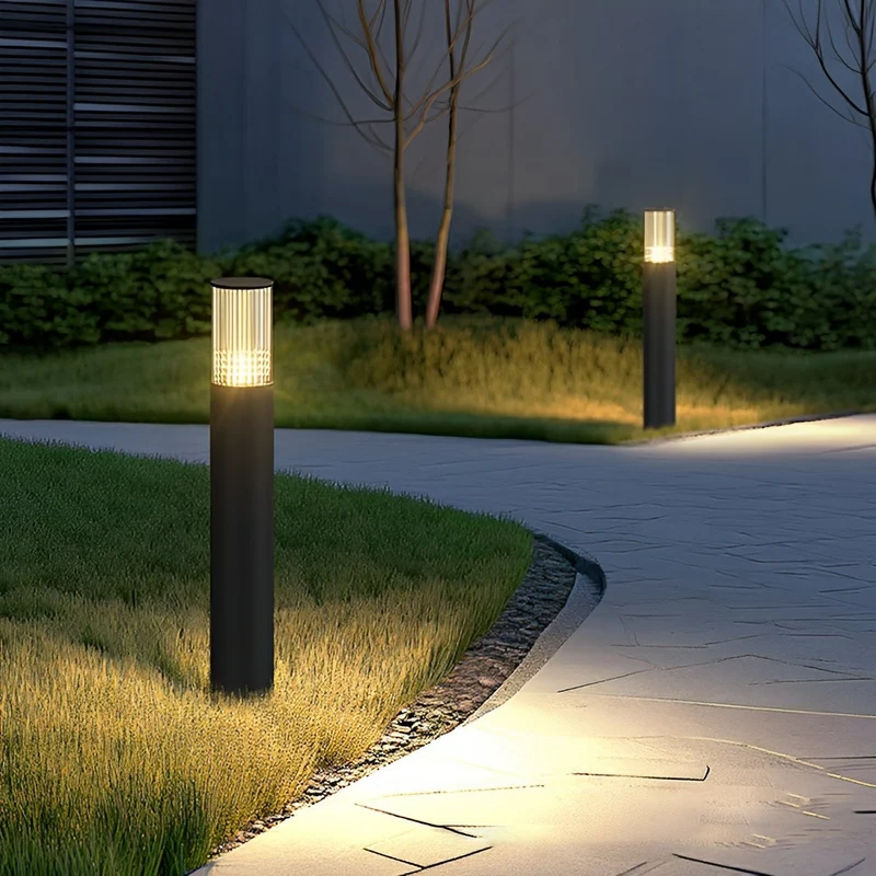 Cilindrische LED Tuinlamp Zwart Aluminium 40-80cm Hardwired Buitenverlichting voor Paden Opritten Villa's | Sansoti