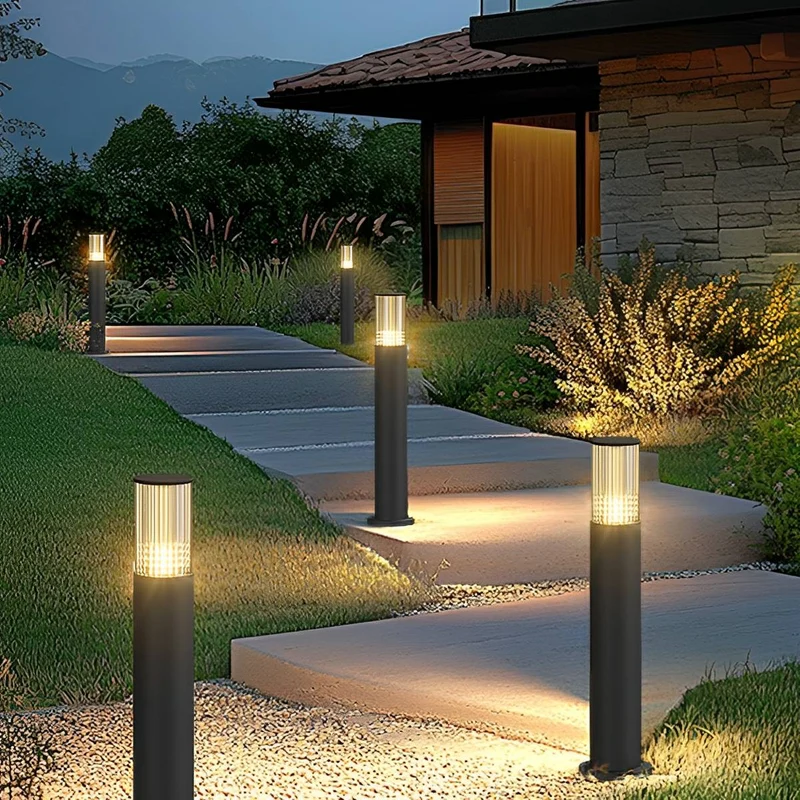 Cilindrische LED Tuinlamp Zwart Aluminium 40-80cm Hardwired Buitenverlichting voor Paden Opritten Villa's | Sansoti