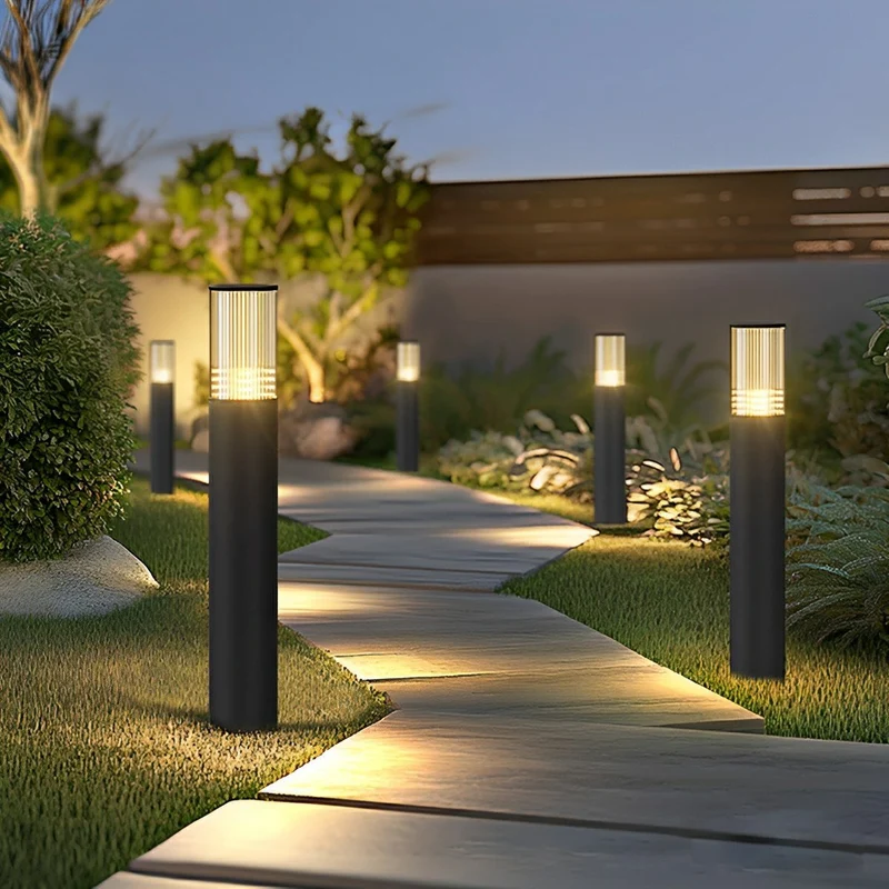 Cilindrische LED Tuinlamp Zwart Aluminium 40-80cm Hardwired Buitenverlichting voor Paden Opritten Villa's | Sansoti