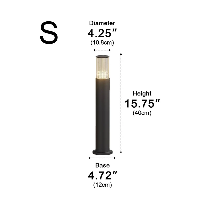 Cilindrische LED Tuinlamp Zwart Aluminium 40-80cm Hardwired Buitenverlichting voor Paden Opritten Villa's | Sansoti