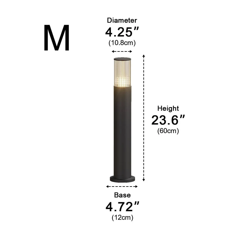 Cilindrische LED Tuinlamp Zwart Aluminium 40-80cm Hardwired Buitenverlichting voor Paden Opritten Villa's | Sansoti