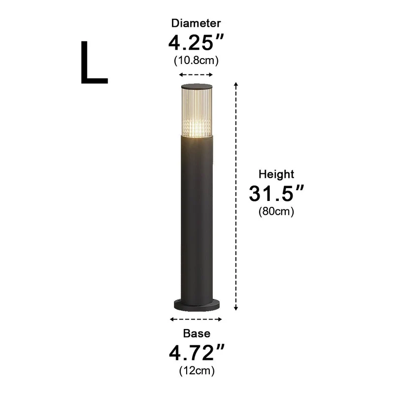 Cilindrische LED Tuinlamp Zwart Aluminium 40-80cm Hardwired Buitenverlichting voor Paden Opritten Villa's | Sansoti