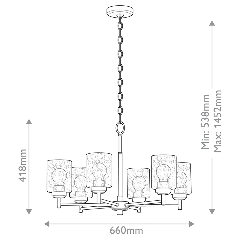 Kronleuchter Winslow 6-flammig Messing Ø 66cm