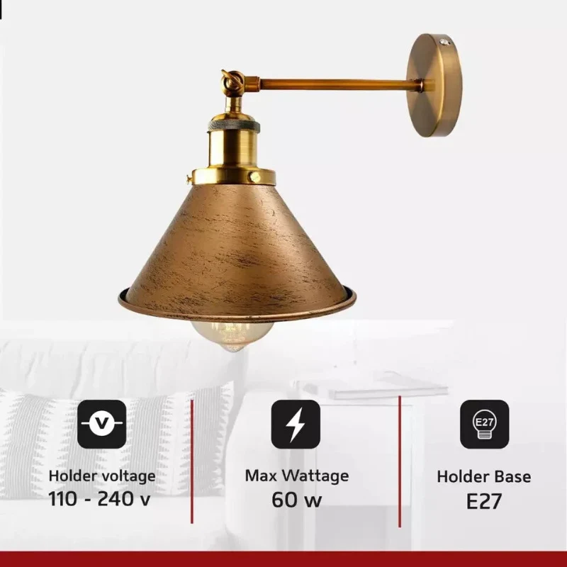 All Seasons Life Retro Wandleuchte Industrie-Design E27 Metall ~3826