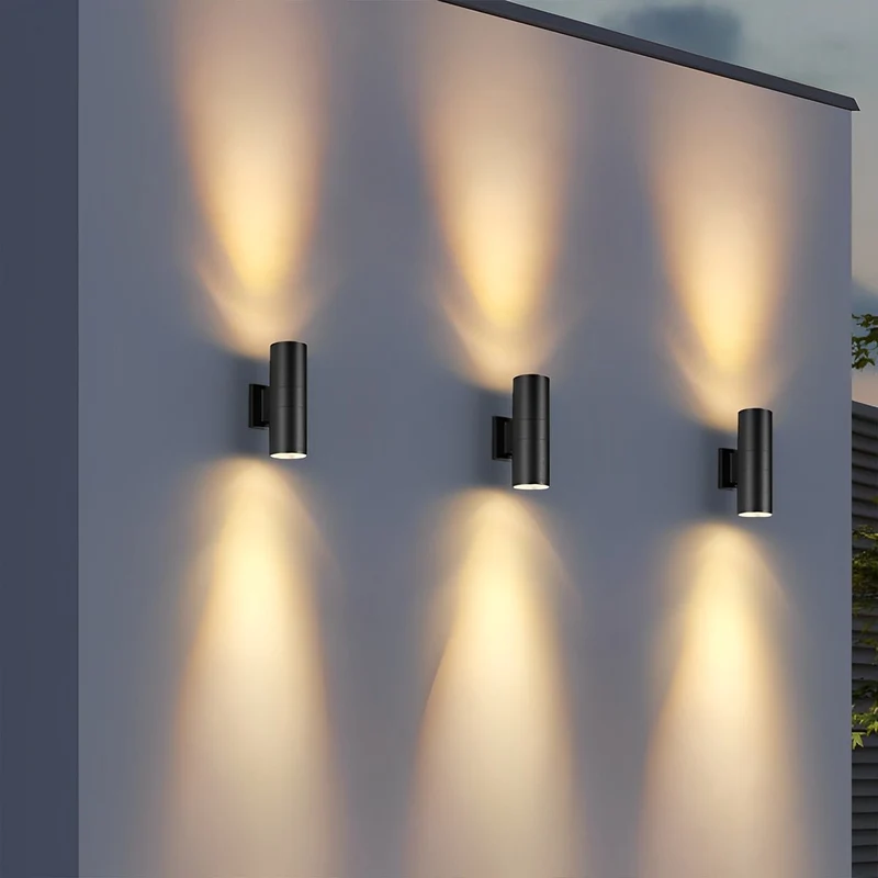 Cilindrische LED Buitenwandlamp Waterdicht Bidirectioneel Licht Zwart Aluminium IP65 Wandverlichting | Sansoti