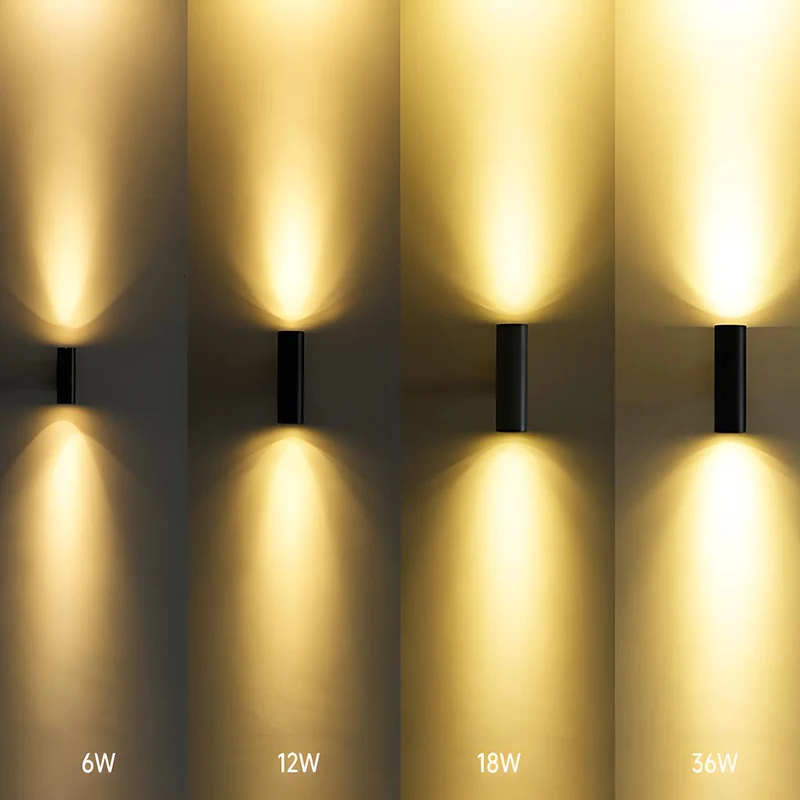Cilindrische LED Buitenwandlamp Waterdicht Bidirectioneel Licht Zwart Aluminium IP65 Wandverlichting | Sansoti