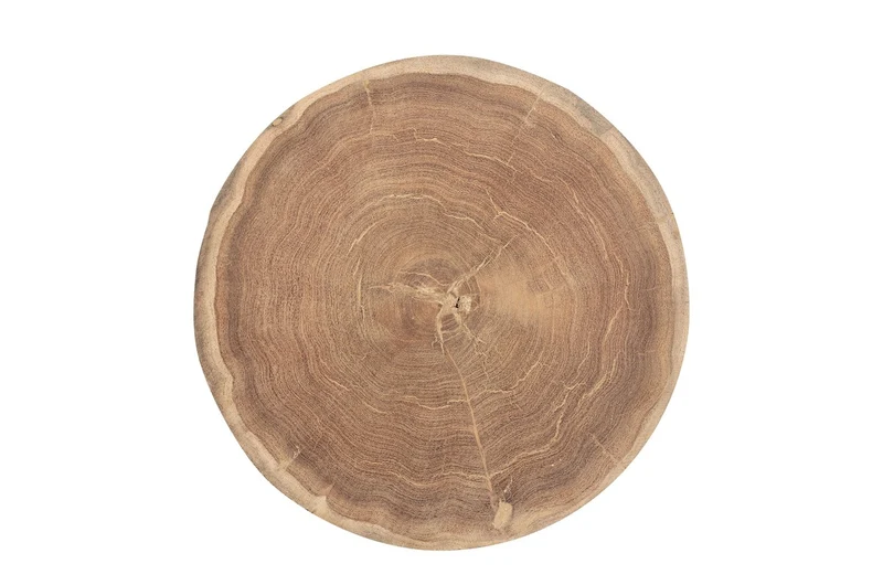 Casa Padrino Luxus Massivholz Beistelltisch / Hocker Naturfarben Ø 32,5 x H. 44,5 cm - Runder Beistelltisch aus handgedrechseltem Dimb-Holz mit gestapelten Kugelformen - Luxus Möbel