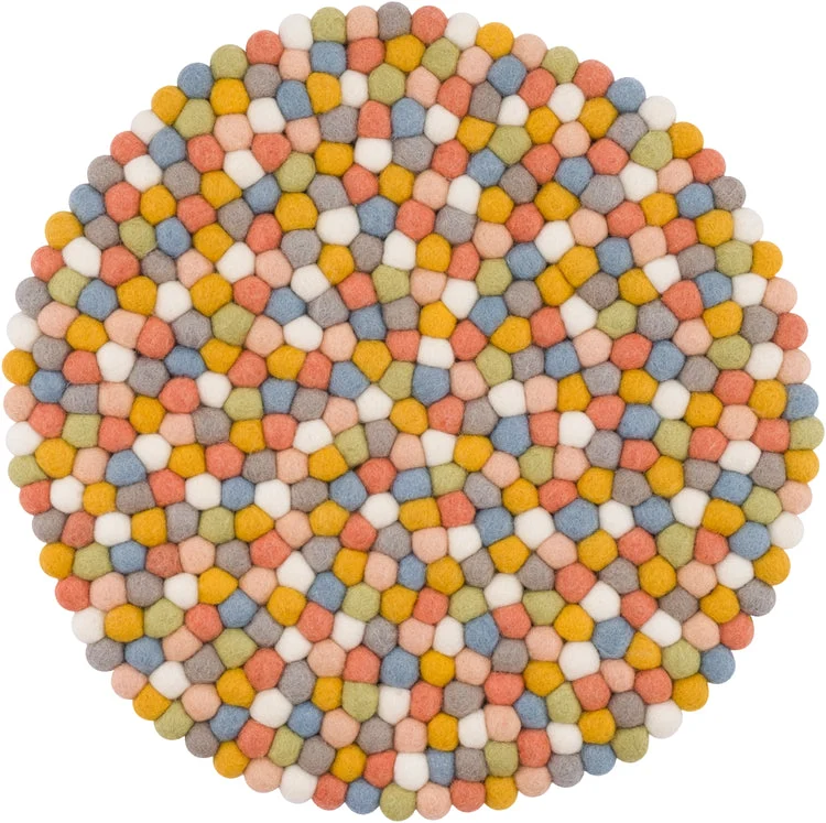 Filzkugel Sitzauflage Liese Rund|Matt-bunt|von myfelt|Ø36cm