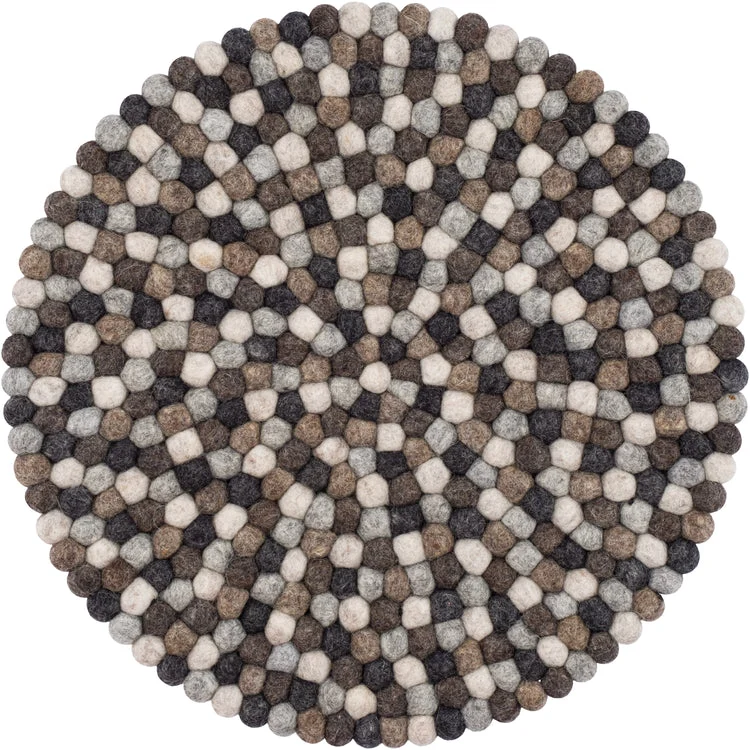 Filzkugel Sitzauflage Néla Rund|Multi-Natur dunkel|von myfelt|Ø36cm