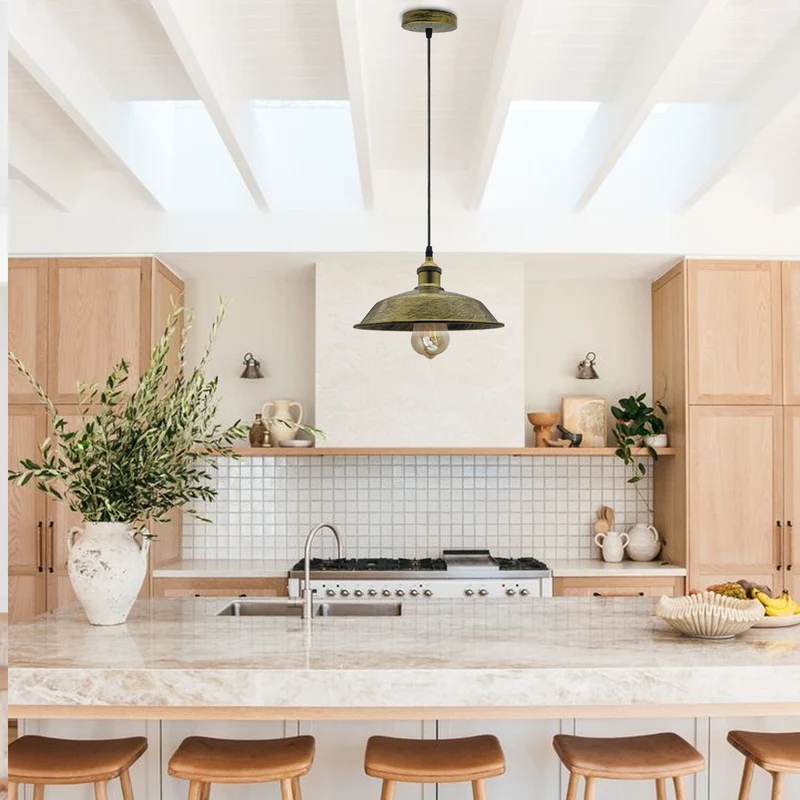 Retro Industrial Pendelleuchte E27 Metall Hängelampe für Kücheninsel ~3859