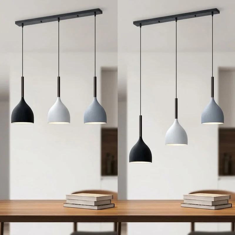Matte 3-flammige Pendelleuchte Metall | Nordische Hängelampe Esstisch E27 ~3790